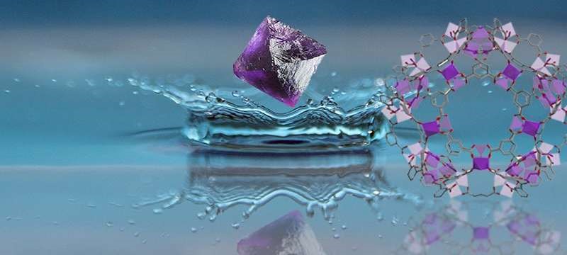如图所示:在八面体晶体上注入一滴水.