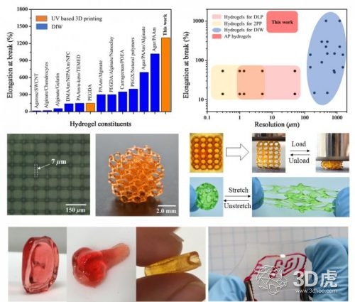 研究人员开发出可用于3D打印的高弹性、可拉伸水凝胶