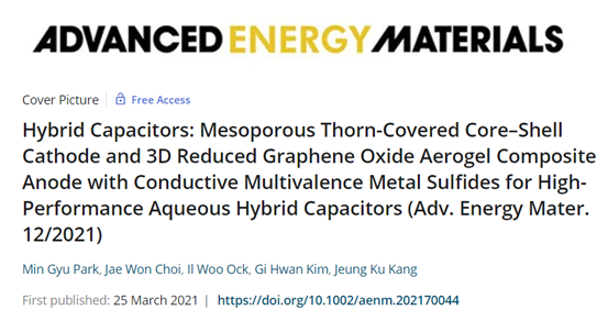 《AEM》一篇封面：3D石墨烯气凝胶水性电容器，1分钟充电
